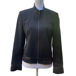 Verdosa Paris Black Leather Trim Cropped Blazer Jacket size US 8